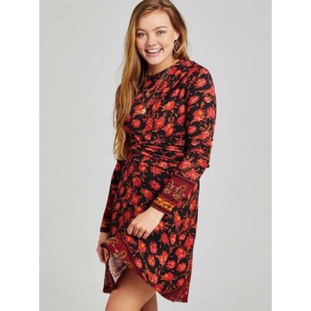 Altar’d State BOHO Wrap Front Long Sleeve Dress